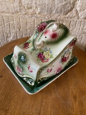 Antique Floral Butter Dish &