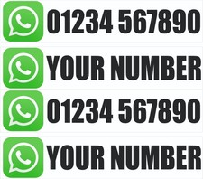 4 X Custom Personalised WhatsApp stickers,    YOUR mobile NUMBER   FREE POSTAGE