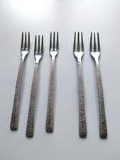 SET OF FIVE 1960s VINTAGE MODERNIST STAINLESS STEEL VINERS STUDIO FORKS BENNEY