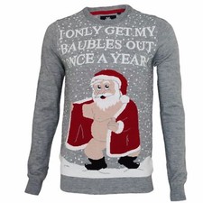 Mens Christmas Novelty Jumper Funny Santa Thin Xmas Sweater Top Crew Neck
