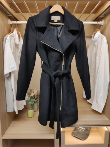 Michael kors black overcoat - xs,