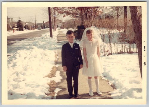 Vtg color snapshot boy - &, girl