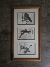 Kim Taylor Reece Art Hula Kahiko Wahine Matted hawaii 3 5x7 Framed Koa 11" X 20"