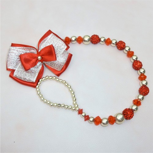 Red silver shamballa - red, bow