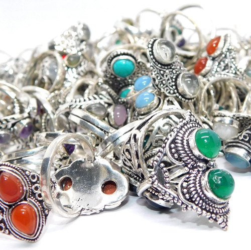 Mixed gemstone rings lot - rings,
