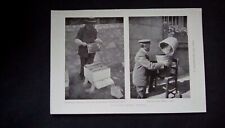 Antique print c1909, BEES & BEE-KEEPING, Driving bees from skep & examining hive