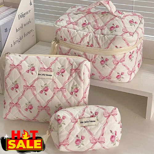 3pcs floral makeup bag set - 3pcs,