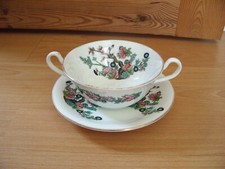 Two Handled Cup & Saucer - Flower Branch Design - Ashley Pottery Fine Bone China