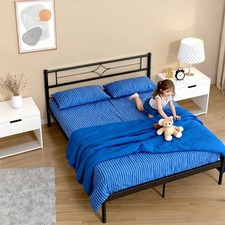 Strong Metal Bed Frame 4ft Small Double Size Solid Bedstead Base