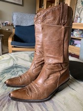 Wrangler Womens Tan Leather Cowboy Western Slouch Boots Size UK 5 EU 38