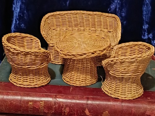 Vintage wicker sofa table - wicker,