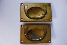 2 VINTAGE BRASS RECESSED DRAWER / CHEST / BOX HANDLES - RECLAIMED - LOT 5