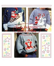Children's Christmas sweater knitting pattern in DK. All 3 jumper patterns.
