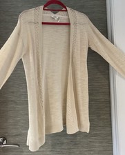 FAT FACE sz 8 Long Cardigan LINEN Mix Natural IVORY FAT FACE Knitted Jacket sz 8