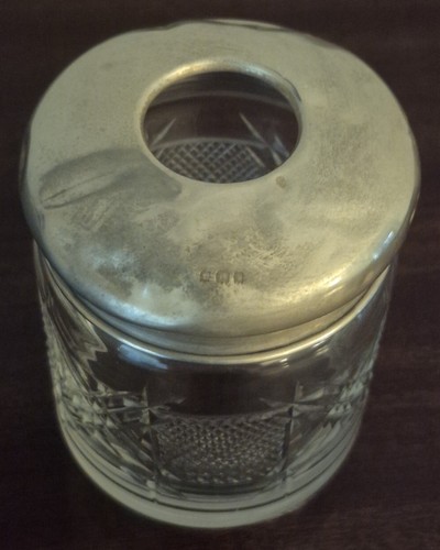 Vintage cut glass vanity jar - cut, jar-