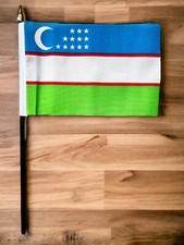 UZBEKISTAN Small hand waving FLAG 6" X 4" (15cm x 10cm) flags