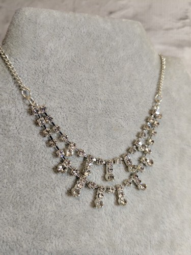 Diamante layered bib - , necklace
