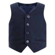 UK Kid Boy Waistcoat 4 Buttons Single Breasted Vest Wedding Pageant Formal Suit