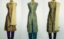 Salwar Kameez Indian Pakistani Green Black Churidar Suit Ladies Women 40 42 44