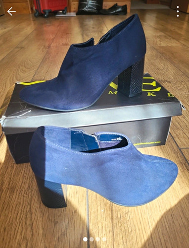 Navy suede court shoes - suede,