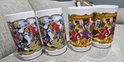 Milk glass mugs renaissance - mugs,