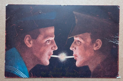 Old postcard ww1 smoking - old,
