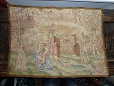 Antique wool needle work panel
