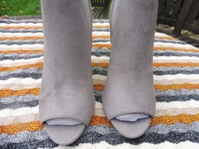 Next pale grey peep toe heeled ankle boots 36/3.5 NWB