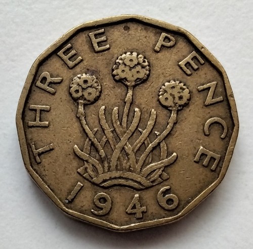 1946 three pence coin - 3d,