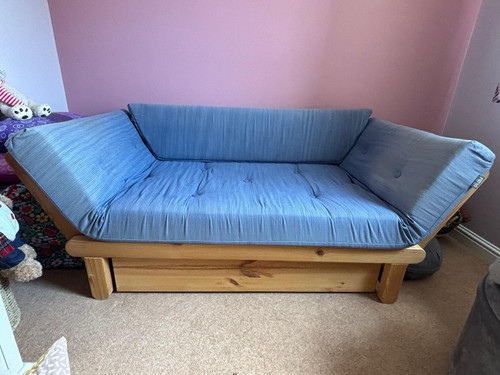 Blue futon sofa bed solid - sofa,