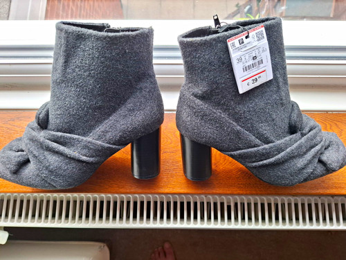 Zara grey felt knot heeled - zara,