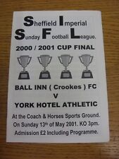 13/05/2001 Sheffield Imperial Sunday League Cup Final: Ball Inn (Crookes) v York