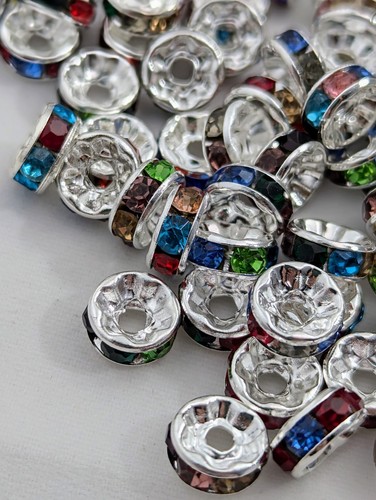 Rhinestone rondelle spacer - rondelle,
