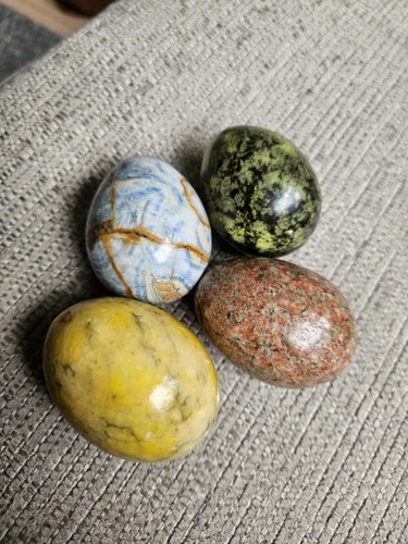 Gemstone eggs marbled polished - gemstone,