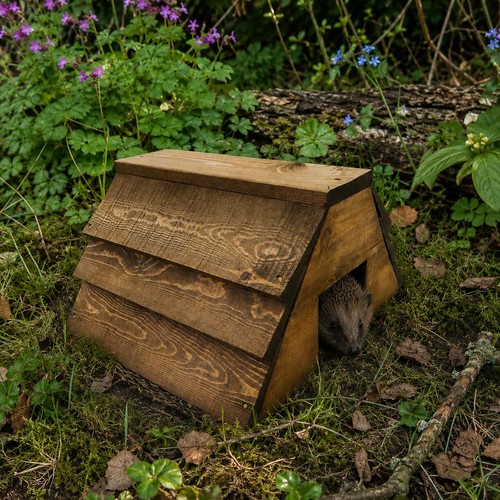 Lodge wooden hedgehog house - lodge,