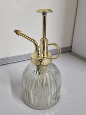 Ribbed Glass Plant Mister with Gold Spray Head 20x9x8cm