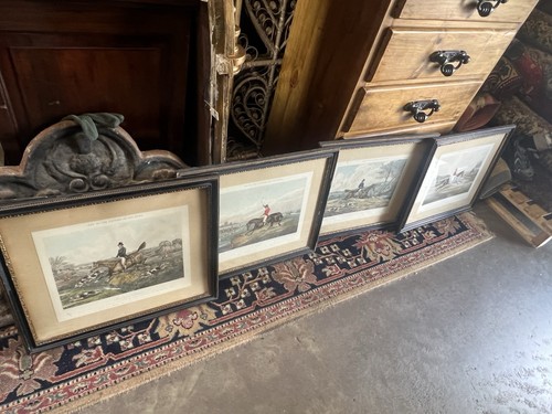 Set antique hunting scene - 4,