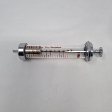 Vintage Everett 10ml Glass & Steel Medical "New Interchangeable" Syringe