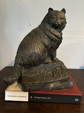 Ronner Paris Cat Sculpture 1892 – Heavy 7kg Early 20thC Bronze-Finish Spelter