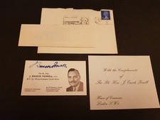 UK Rt. Hon. J. ENOCH POWELL 1972 Hand Signed Business Card + Provenance