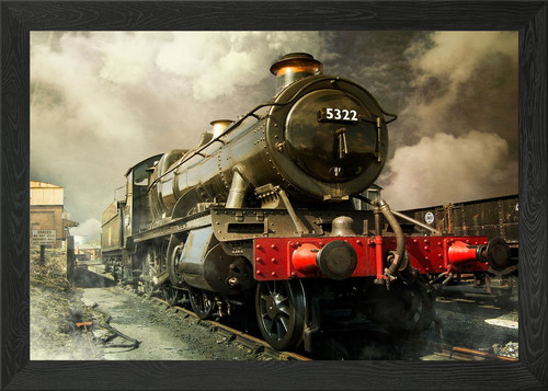 Steam train framed wall - train,