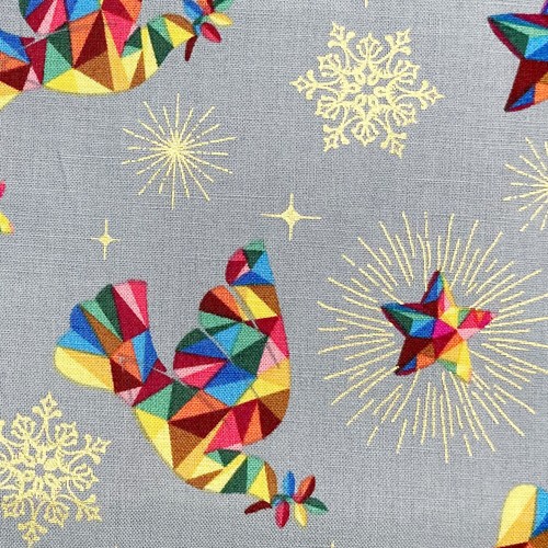 Christmas fabric rainbow doves - fabric,