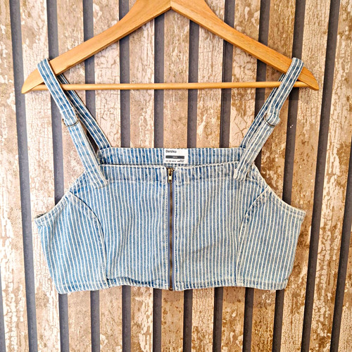 Bershka denim striped zip - bershka,