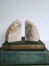 Pair Bookends Vintage Italian Marble Stone Weights Shelf Decor