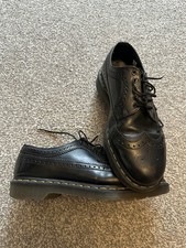 Dr Martens 3989 Brogue Shoes, Size 8, EU 42, Black Leather Wingtip, Smart