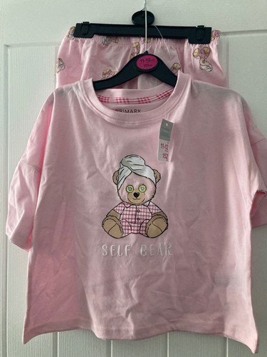 Pink teddy bear girls pyjamas - pink,