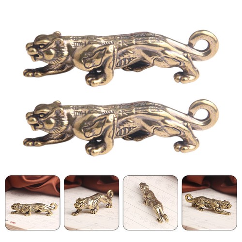 2pcs golden brass tiger - golden,
