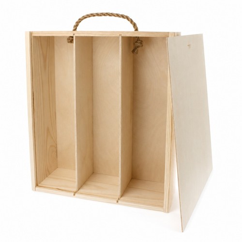Wooden bottle wine box pine - wooden, 3