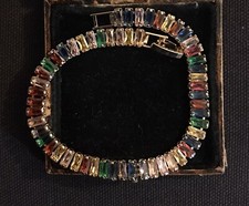 Vintage Style Jewellery Multicolor Gemstones Bracelet 18K gold plated