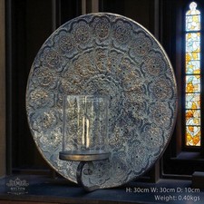 Wall Mounted Metal Golden Moroccan Style Church Candle Holder Sconce 30cm